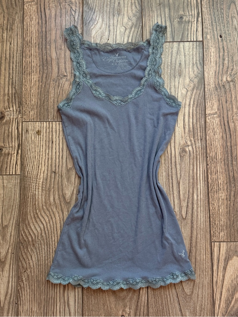American Eagle Outfitters Lace-Trim Camisole in Slate Blue